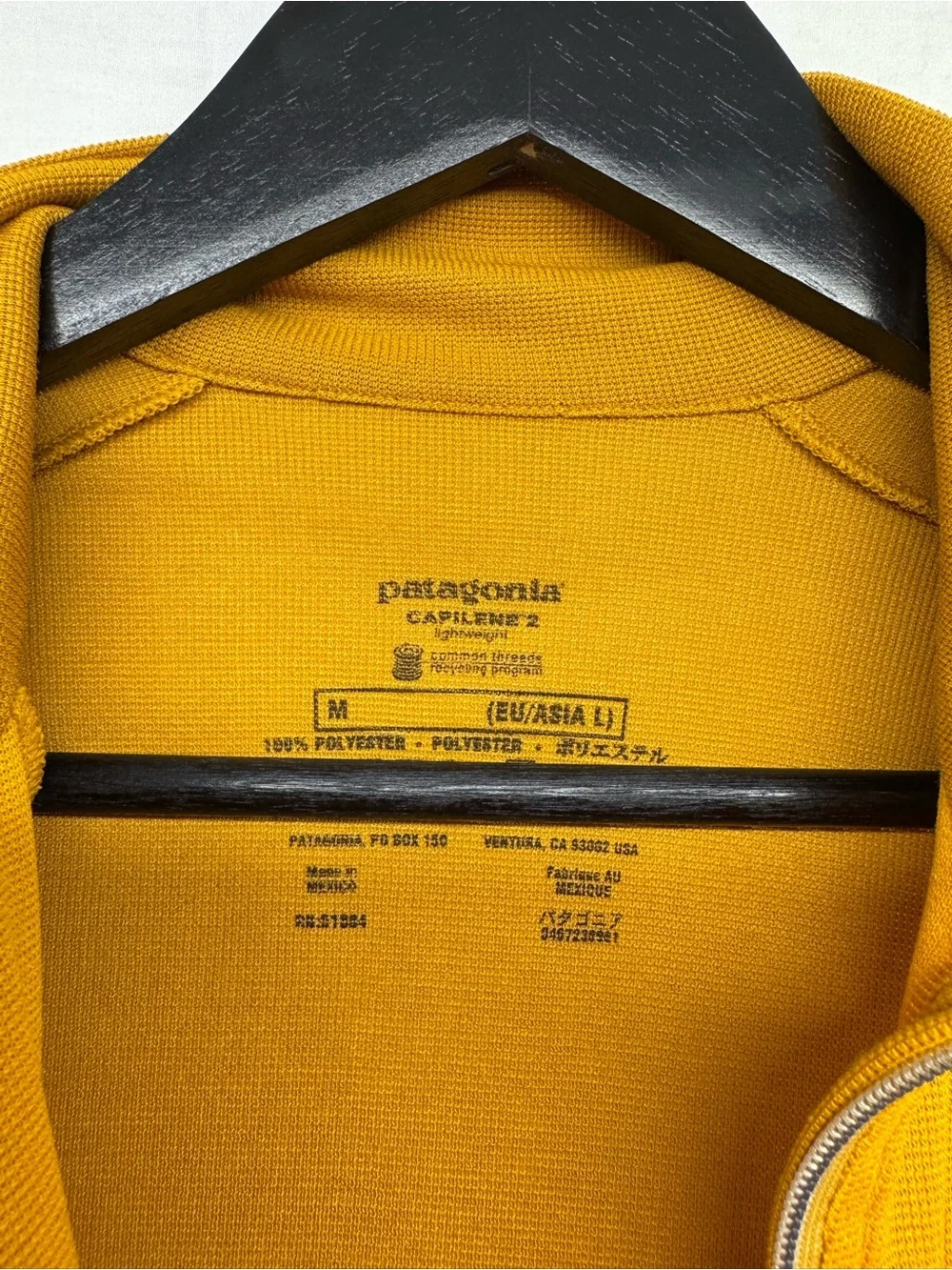 Patagonia Golden Yellow Half-Zip Capilene 2